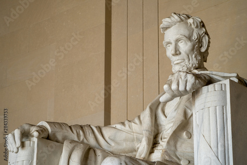Close up of Abraham Lincoln at the Lincoln Memorial in Washington DC