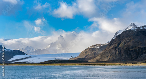 Fortuna Bay with Koenig Glacier, made famous by Ernest Shackleton's famous crossing of South Georgia.