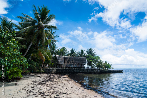 Traditional thatched roof hut, Yap Island, Micronesia