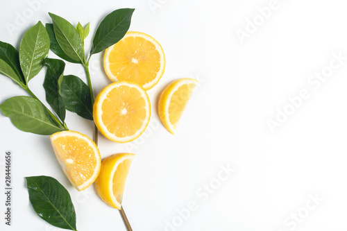 lemon fruit vegetable summer tropical juicy with green nature leaf and waterdrop fresh on isolated, healthy and diet organic kitchen food nutrition concept