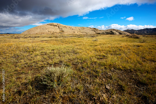 Independence Rock Wyoming, a large granite out cropping, was a major stop for westbound emigrants on the Oregon Trail in the 1840s and 50s.