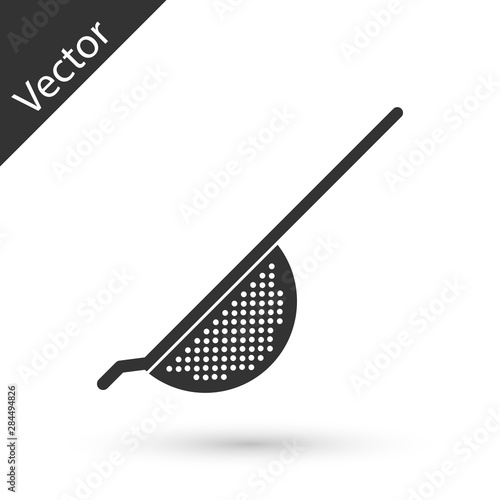 Grey Kitchen colander icon isolated on white background. Cooking utensil. Cutlery sign. Vector Illustration