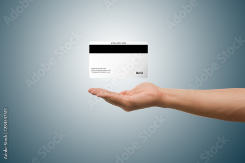 Credit card over the palm, a loan from the bank