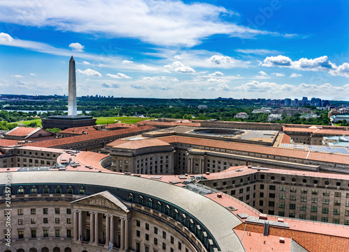 Washington Monument EPA Orange Roofs Government Buildings Washington DC