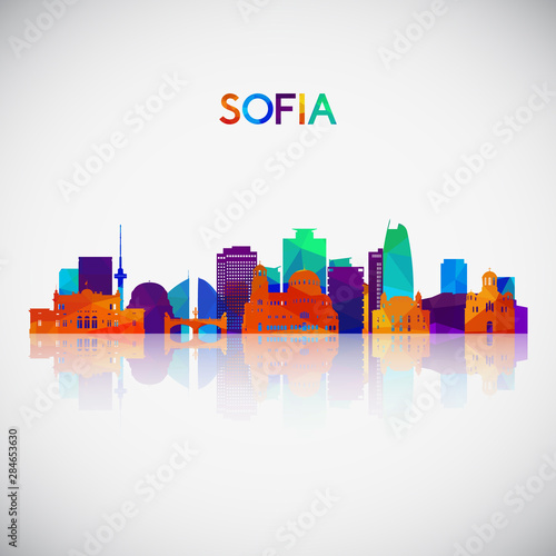Sofia skyline silhouette in colorful geometric style. Symbol for your design. Vector illustration.