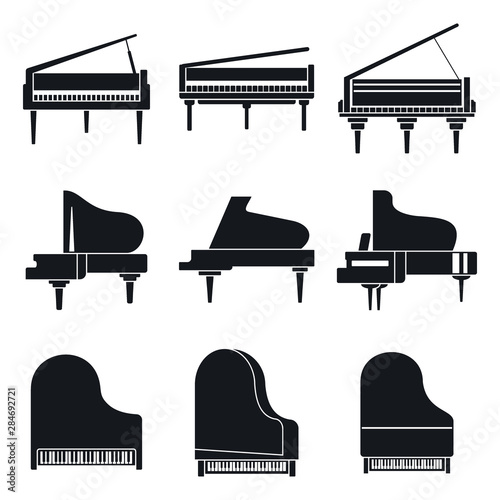 Music grand piano icons set. Simple set of music grand piano vector icons for web design on white background,