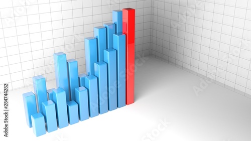 Bar chart blue and red - 3D rendering illustration