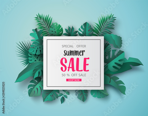 Summer sale banner paper cut