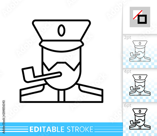 Captain sailor sea simple thin line vector icon