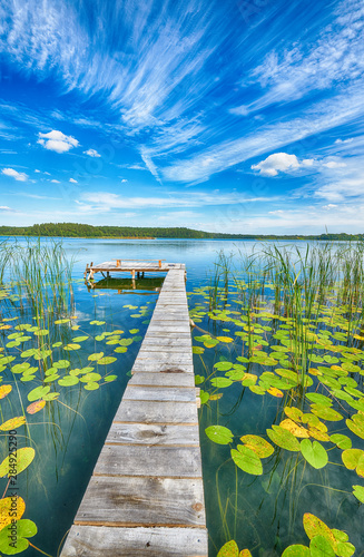 Beautiful summer day on masuria lake district in Poland
