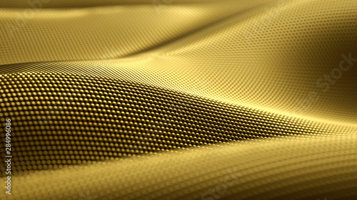 Particle drapery luxury gold background. 3d illustration, 3d rendering.