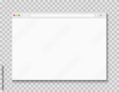 Web browser window. Computer or internet frame template design of flat page mockup. Blank screen web browser