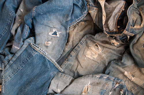 Old jeans vintage levis Big E blue abstract background