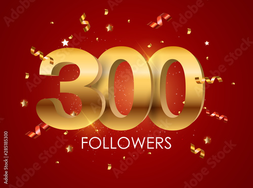 300 Followers Background Template Vector Illustration