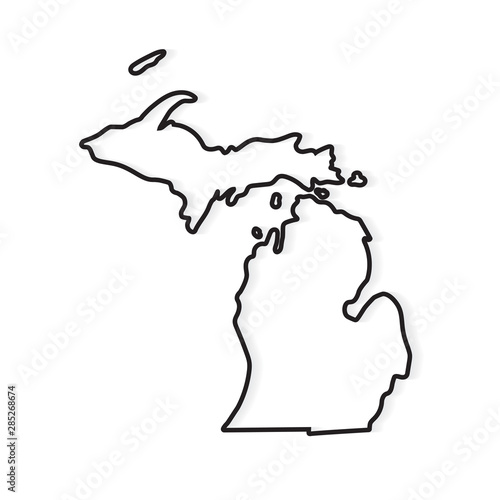 black outline of Michigan map- vector illustration