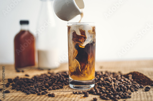 cold brew coffee In the glass And milk