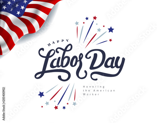 Happy labor day hand lettering background banner template.Vector illustration .