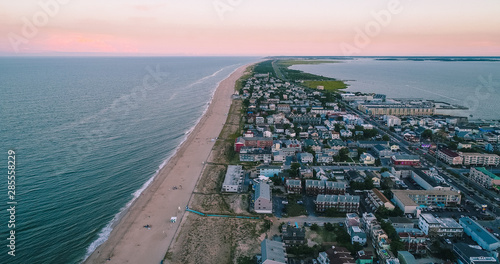 An aerial view of Dewey Beach in Delaware, a popular summertime tourist destination