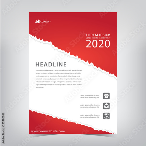 red flyer with torn paper style, vector illustration