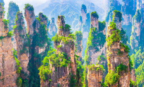 Landscape of Zhangjiajie. Taken from Old House Field. Located in Wulingyuan Scenic and Historic Interest Area which was designated a UNESCO World Heritage Site as well as AAAAA scenic area in china.