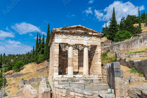 Athenian treasury at the ancient delphi site in Greece