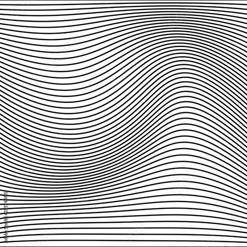 Abstract monochrome stripe wave lines pattern background.