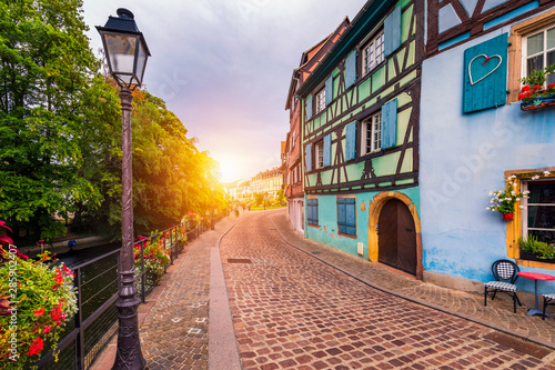 Colmar, Alsace, France. Petite Venice, water canal and traditional half timbered houses. Colmar is a charming town in Alsace, France. Beautiful view of colorful romantic city Colmar, France, Alsace.