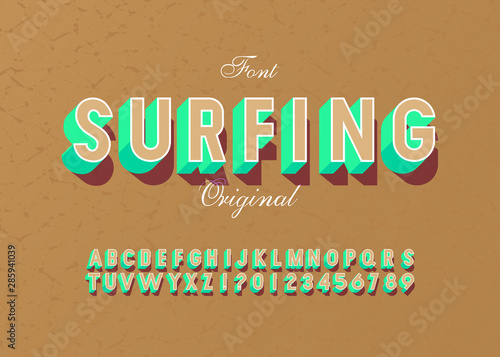 "Surfing" Vintage 3D Alphabet.