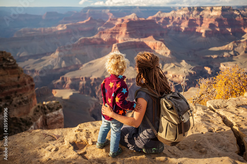 Mother with his boy in Grand canyon National Park