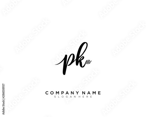 PK Initial Handwriting Logo Template Vector