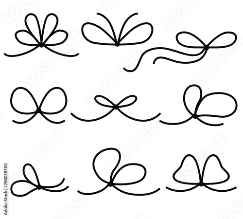 Vector illustrations of set of lace bows