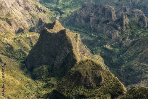 cirque of mafate, highland of the reunion island , view from maïdo summit.