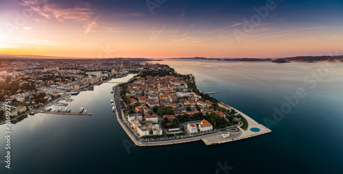 Sunrise at Zadar aerial photo
