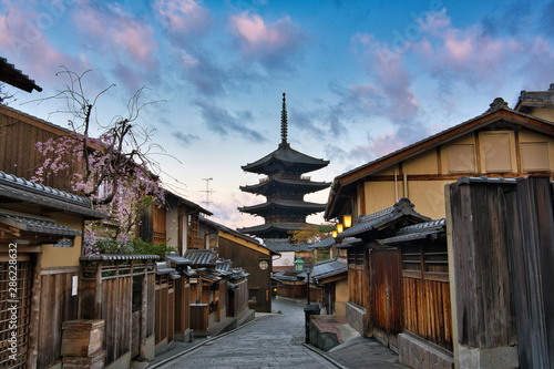 Yasaka Pagoda and Sannen Zaka Street in the Morning, Kyoto Japan