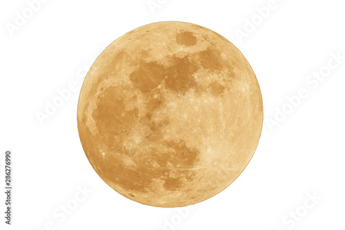 Full moon isolated on white background.