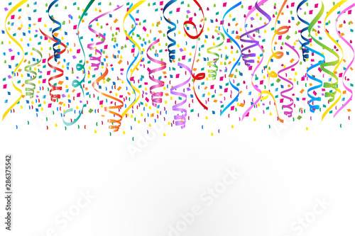 Confetti party serpentine festival celebration colorful vector background 