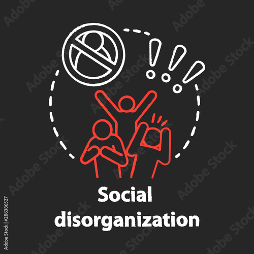 Social disorganization chalk concept icon. Behavioral problems idea. Crimes against humanity, discrimination. Social conflicts & bullying. Vector isolated chalkboard illustration