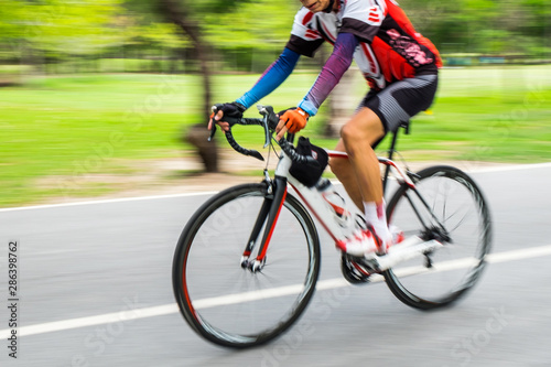 Racing Bike motion blur male cycling bicycle.
