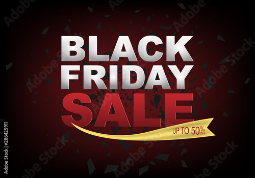 Black Friday Sale Poster banner with hot sale on red background.