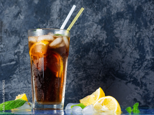 Long island cocktail on dark background