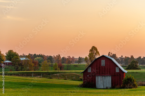 Red Farm Barn - Sunset - Bluegrass Region of Kentucky