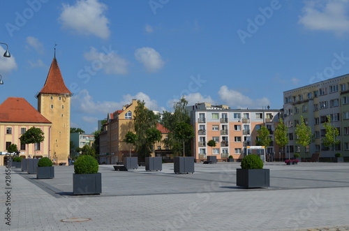 Miasto Lubin, rynek z basztą głogowską, Polska, Dolny Śląsk