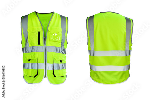 Safety Vest Reflective shirt beware, guard, mind, traffic shirt, safety shirt, rescue, police, security shirt protective jacket isolated on white background. This has clipping path.