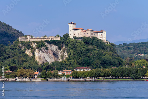 The beautiful Rocca di Angera Varese dominates the southern part of Lake Maggiore, Italy