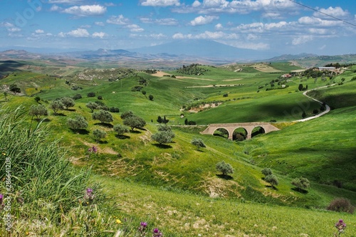 Landscape view near of Caltanissetta, Sicily, Italy, Europe