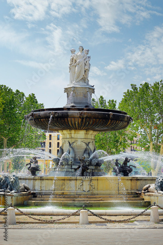 fountain “la rotonde” in the city of aix en provence -france