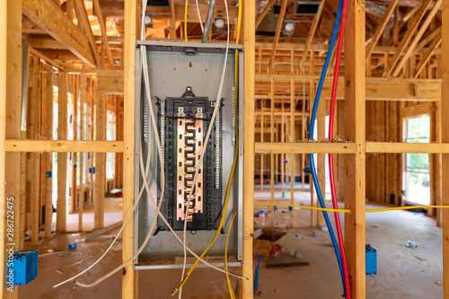 Electrical Circuit Breaker panel in new home construction