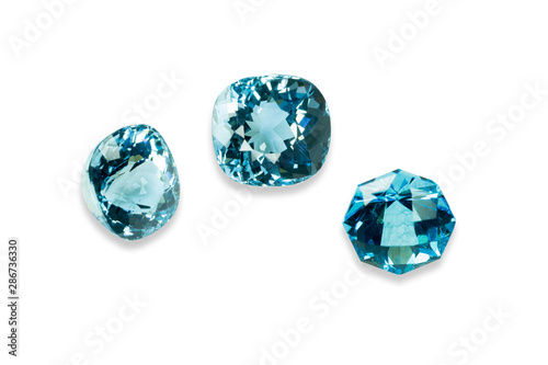 set of Blue topaz isolated on white background