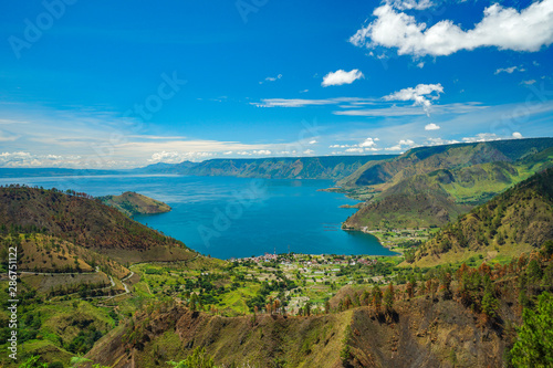 Beautiful view of Danau Toba or Lake Toba at Sumatera Utara, Indonesia