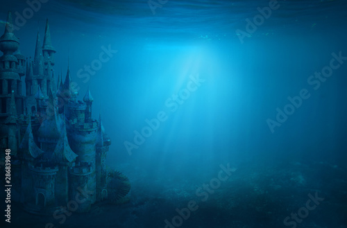 Old ruin castle under the sea